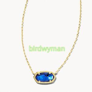 Elisa Gold Pendant Necklace in Navy Abalone